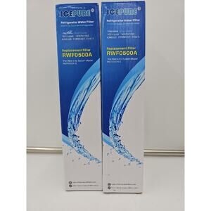 BRAND NEW (2) ICEPURE ICE PURE RWF0500A REPLACEMENT REFRIGERATOR WATER FILTERS